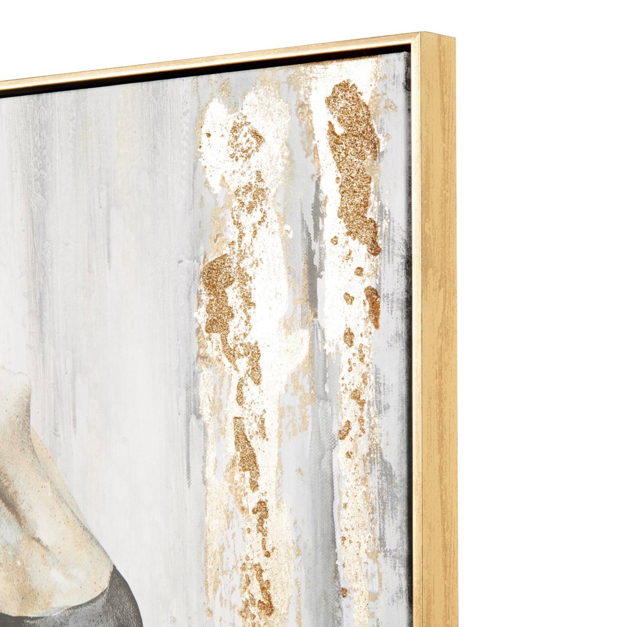 Gold Canvas Dancer Ballet Living Room Framed Wall Art with Black and Gold Foil Accents